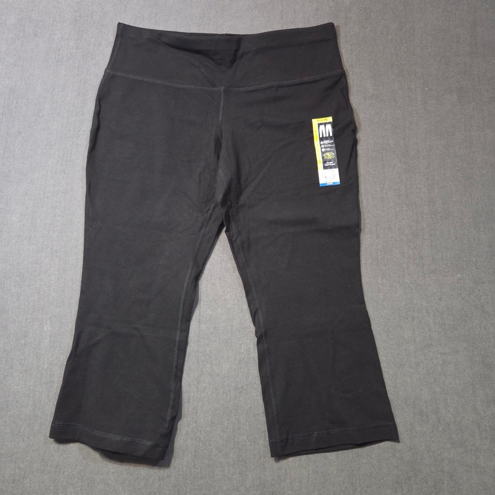 Athletic Works Flare Capri Pants Womens L 12-14 Black DriWorks Yoga Activewear